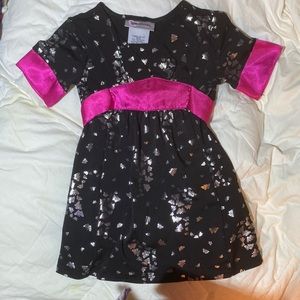 Youngland formal toddler dress. Black silver and pink